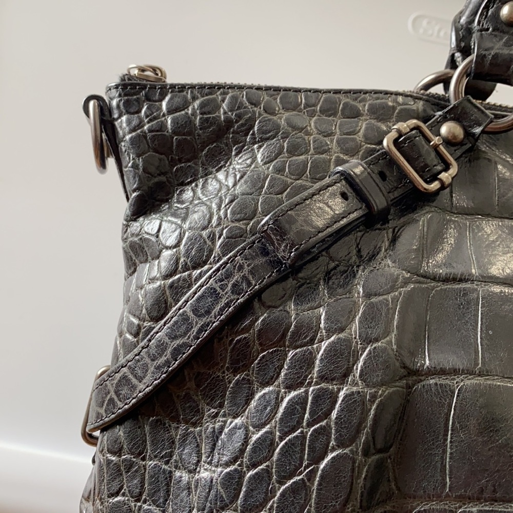 Coach Black Croc Embossed Madison Sophia Satchel - Picture 4 of 13